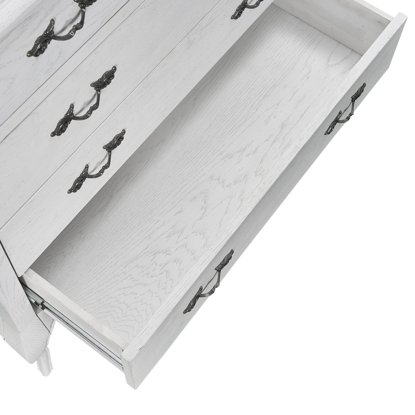 Alice Tallboy 5 Chest of Drawers Storage Cabinet Distressed White