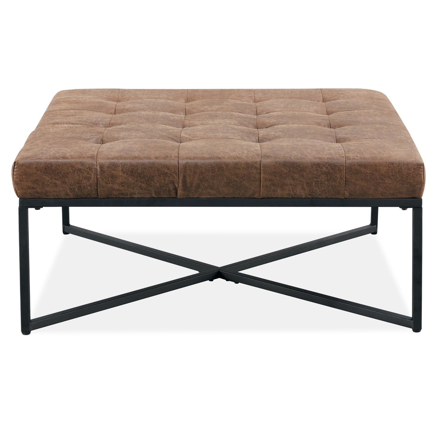 Chelsea Fabric Square Ottoman Footstool Bench Dark Brown