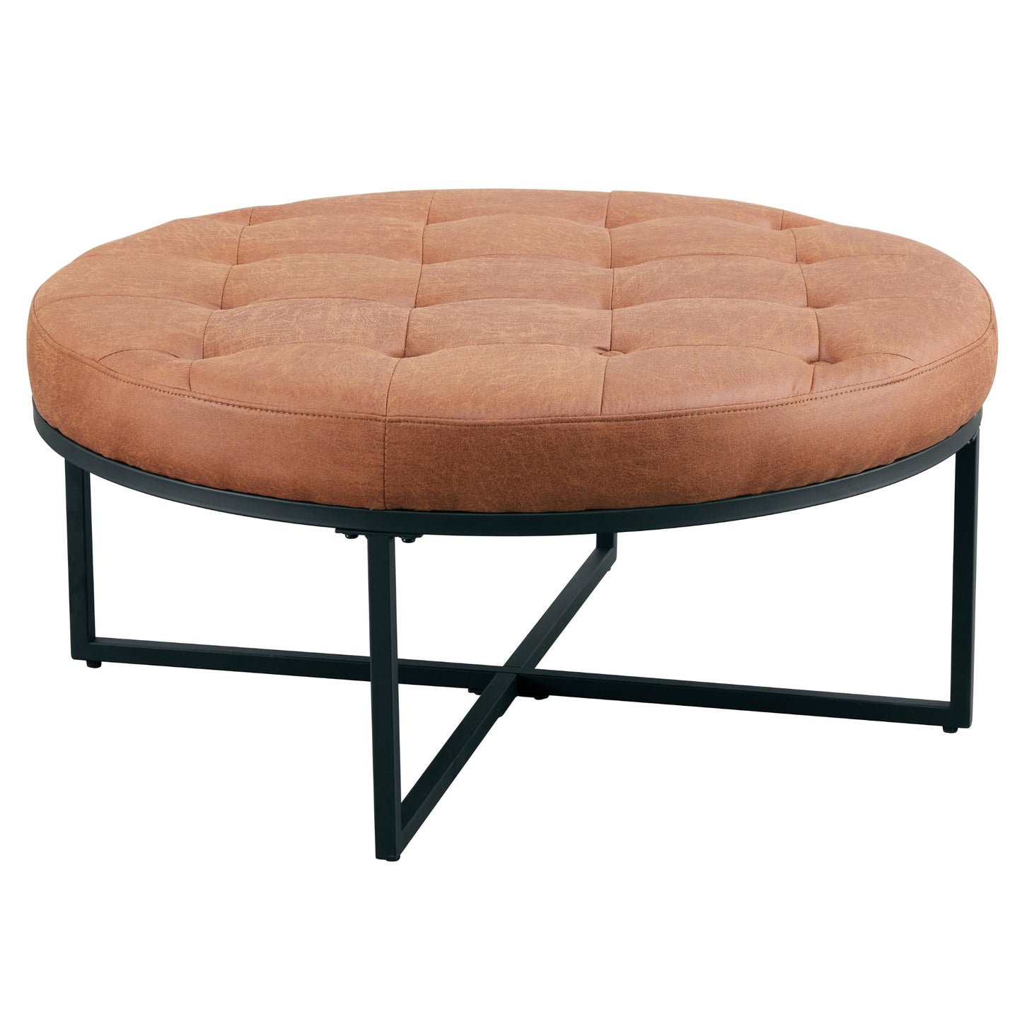 Chelsea Round Ottoman Footstool Bench Light Brown