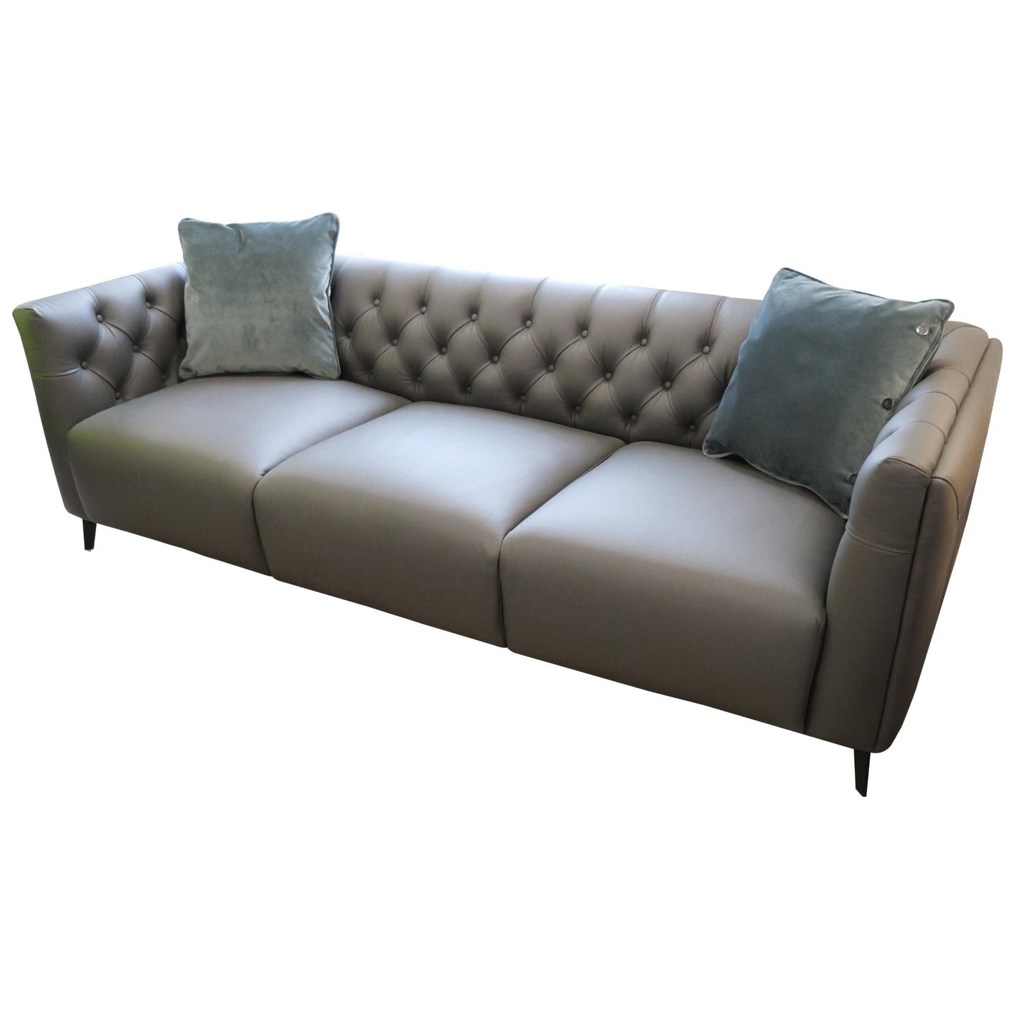 Luxe Genuine Forli Leather Sofa 3.5 Seater Upholstered Lounge Couch - Dark Grey