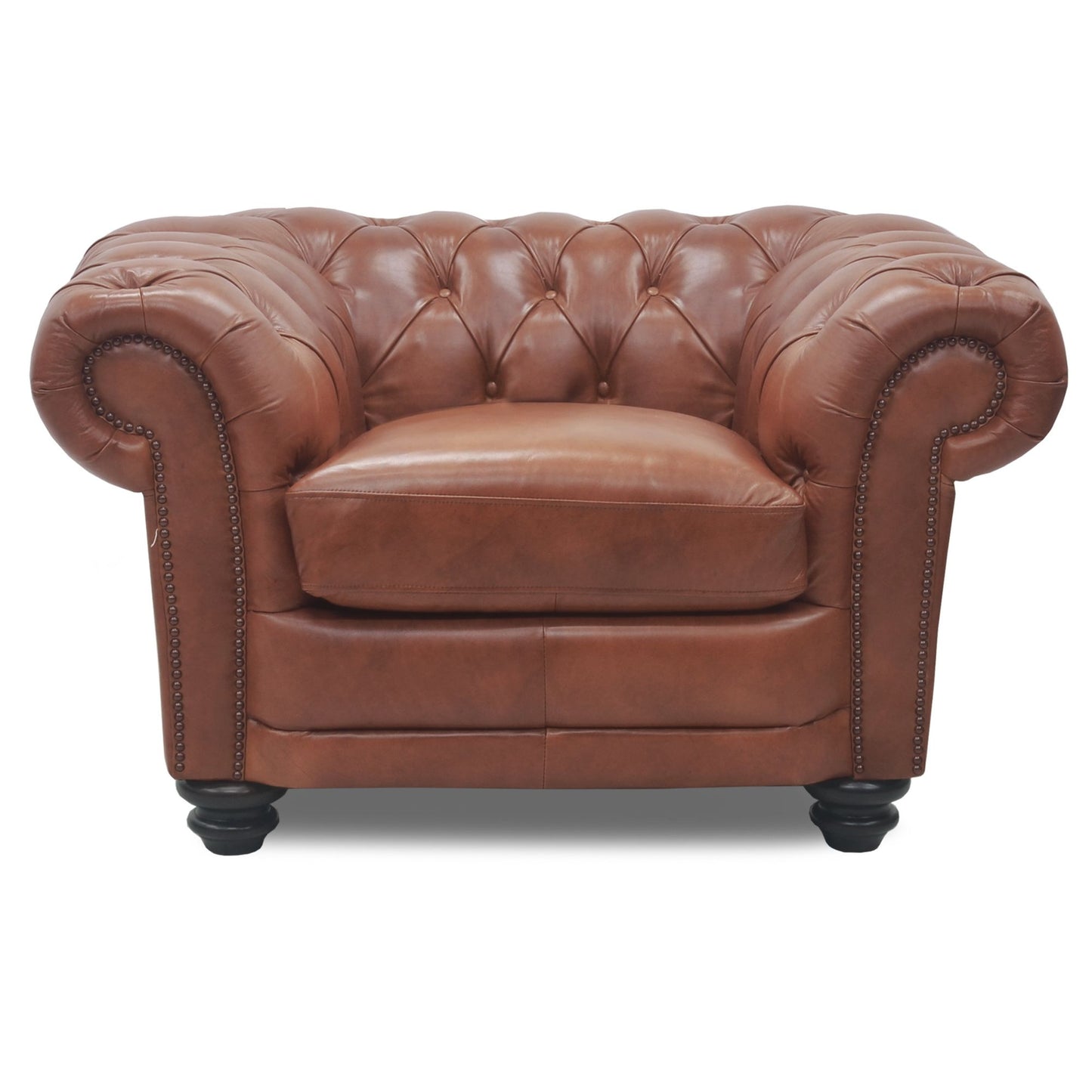 Sonny 1 Seater Genuine Leather Sofa Chestfield Lounge Couch - Butterscotch