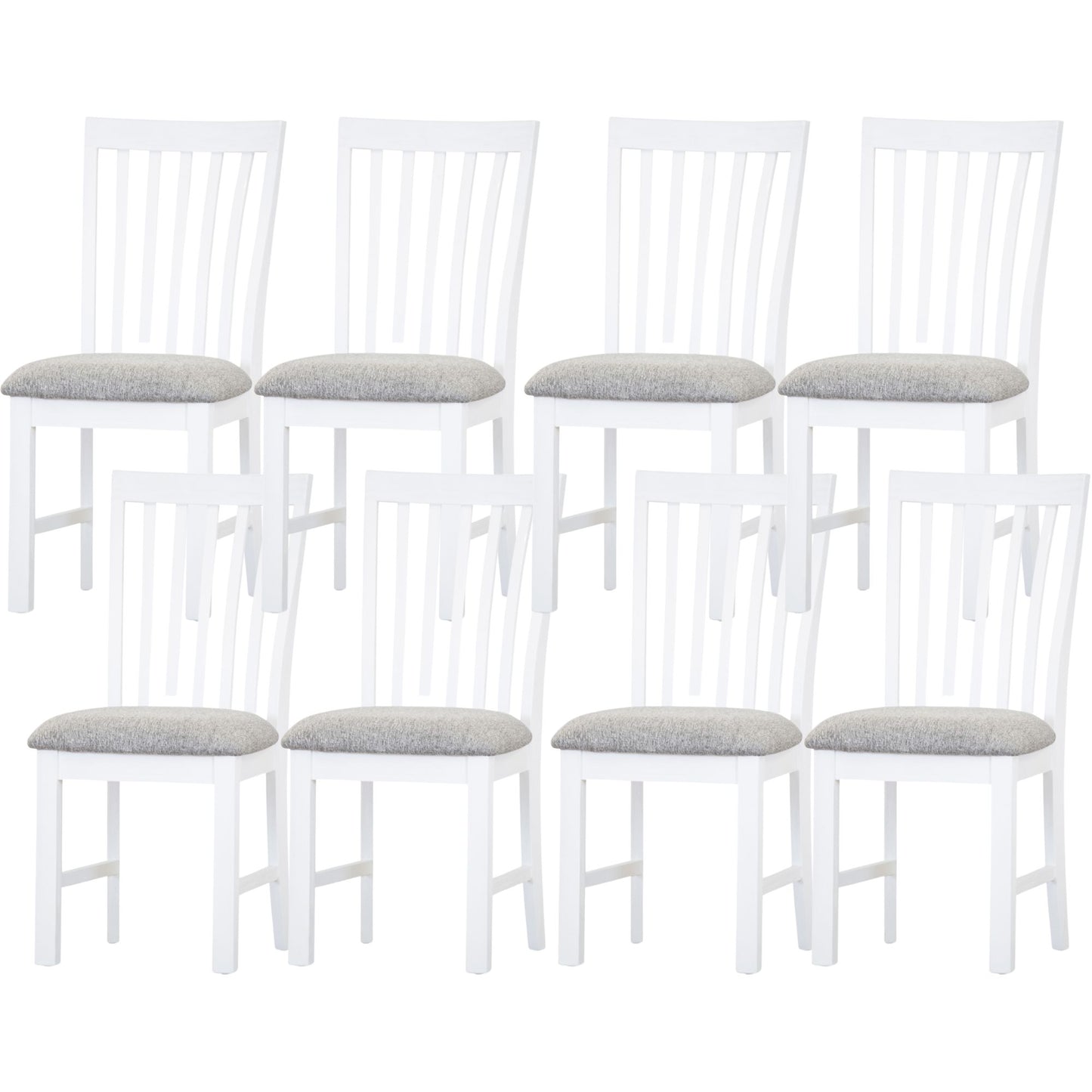 Laelia Dining Chair Set of 8 Solid Acacia Timber Wood Coastal Furniture - White