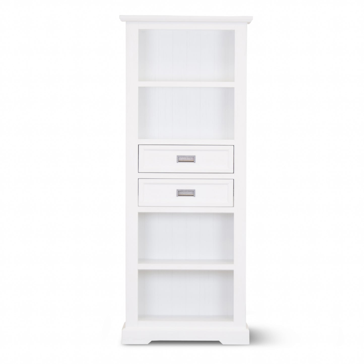 Laelia Bookshelf Bookcase 4 Tier Solid Acacia Wood Coastal Furniture - White