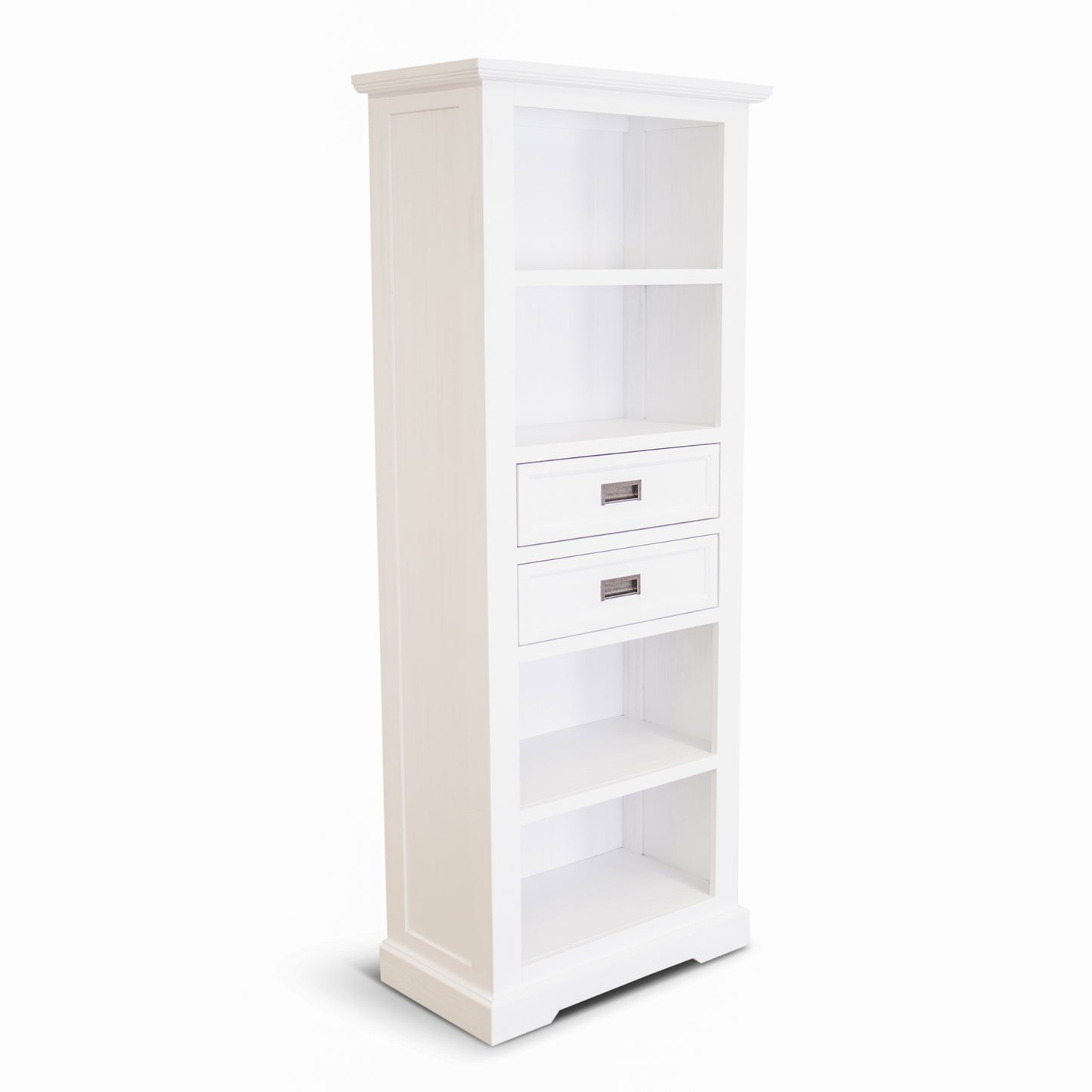 Laelia Bookshelf Bookcase 4 Tier Solid Acacia Wood Coastal Furniture - White