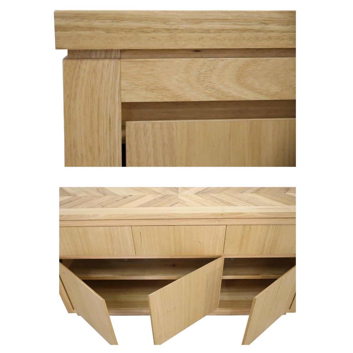 Rosemallow Buffet Table 165cm 3 Door 3 Drawer Solid Messmate Timber - Natural