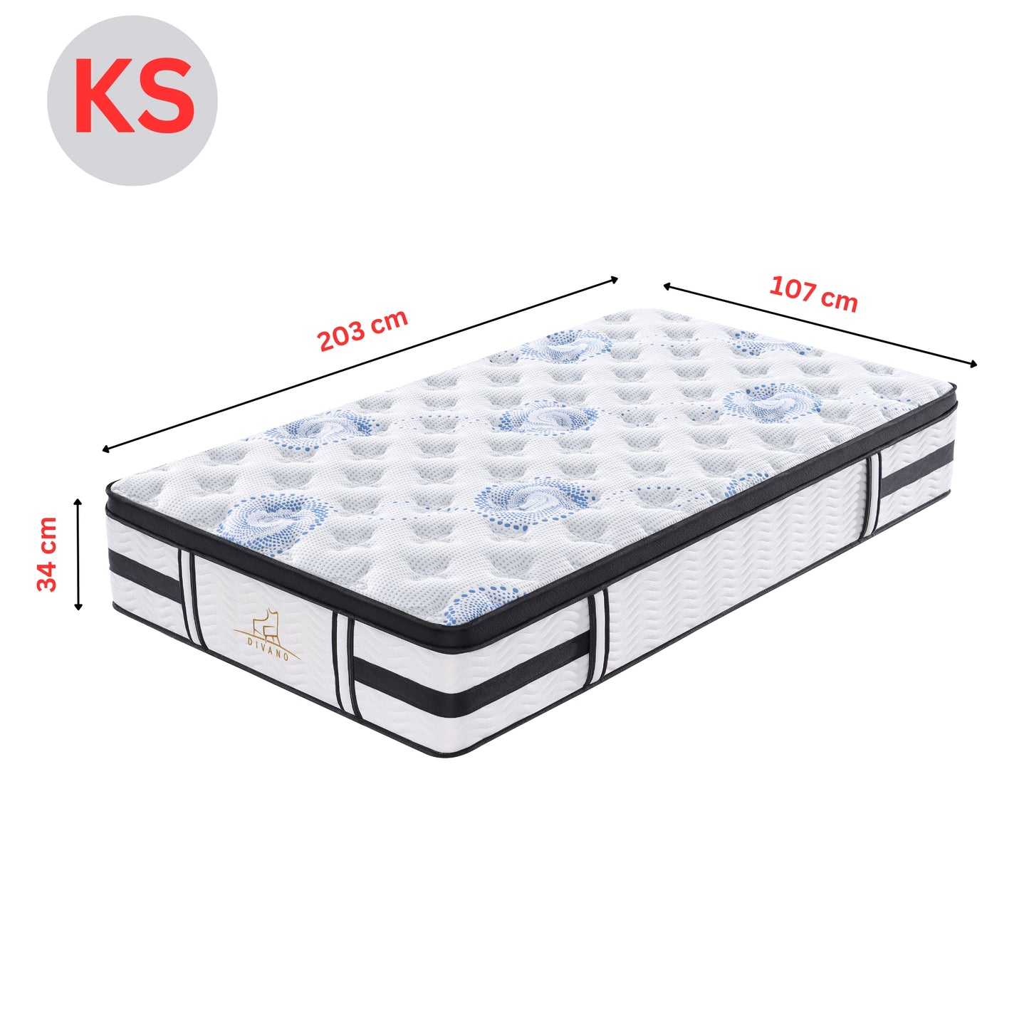 Majestic Rest King Single Size 7 Zones Luxury Premium Firm Pocket Spring 34cm Mattress