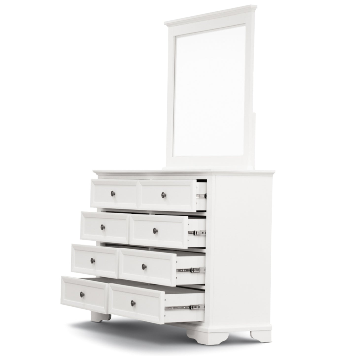 Celosia Dresser Mirror 8 Chest of Drawers Bedroom Timber Storage Cabinet - White