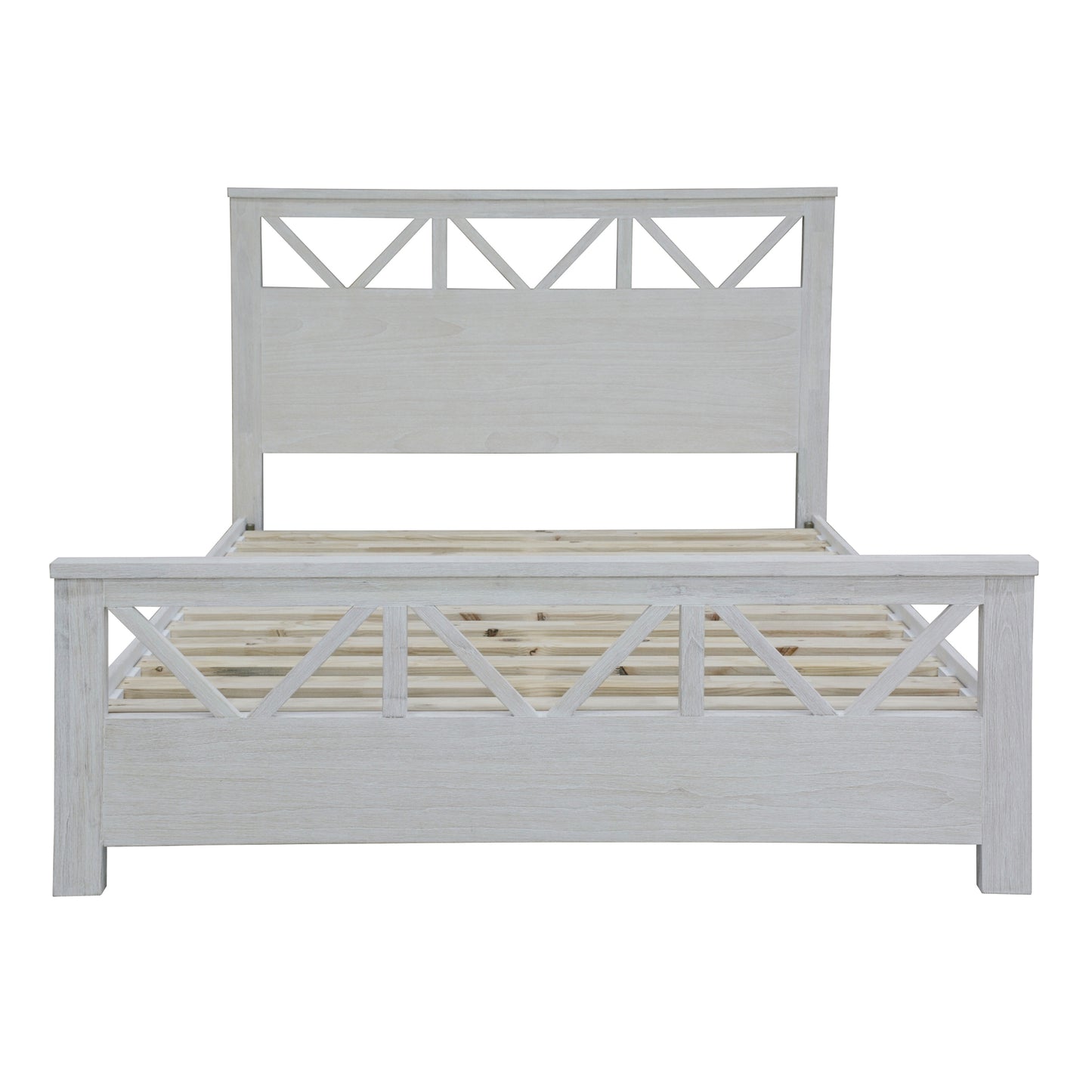 Myer Double Size Bed Frame Solid Timber Wood Mattress Base White Wash