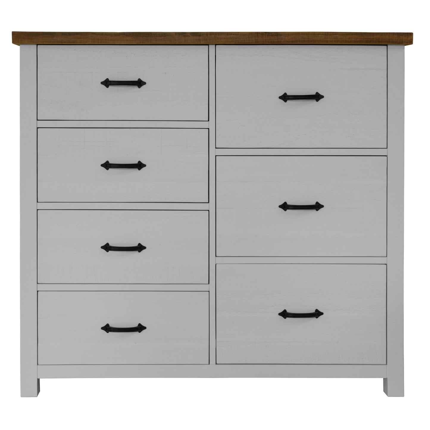 Grandy Tallboy 7 Chest of Drawers Bed Storage Cabinet Stand White Brown