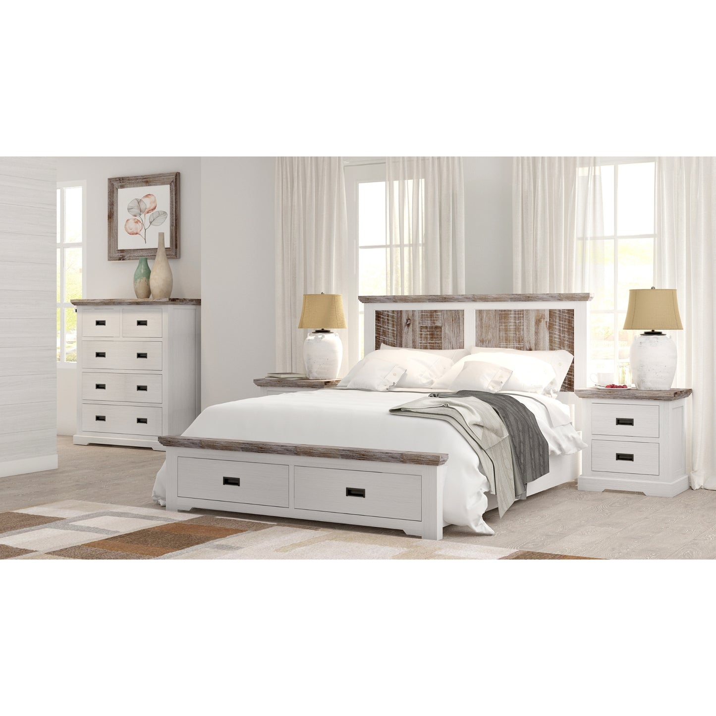 Fiona Tallboy 5 Chest of Drawers Bed Storage Cabinet Stand White Grey