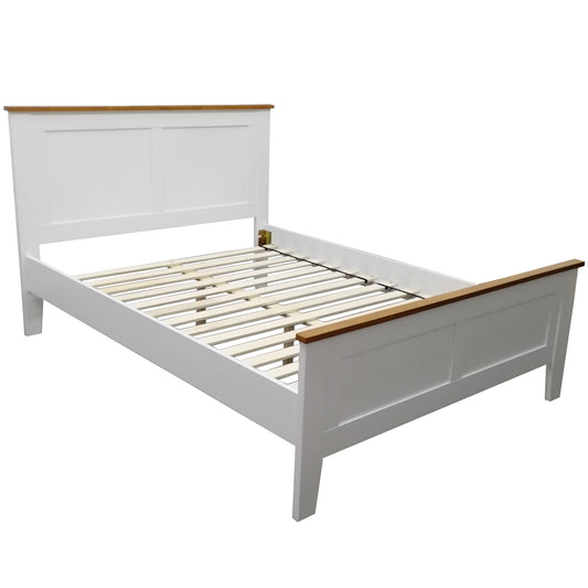 Lobelia Bed Frame Queen Size Mattress Base Solid Rubber Timber Wood - White