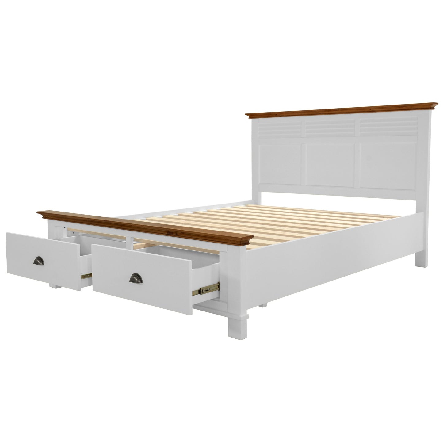 Virginia 4pc King Bed Suite Bedside Tallboy Bedroom Furniture Package - White