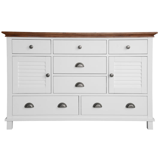 Virginia Dresser 7 Chest of Drawers Solid Wood Tallboy Cabinet - White