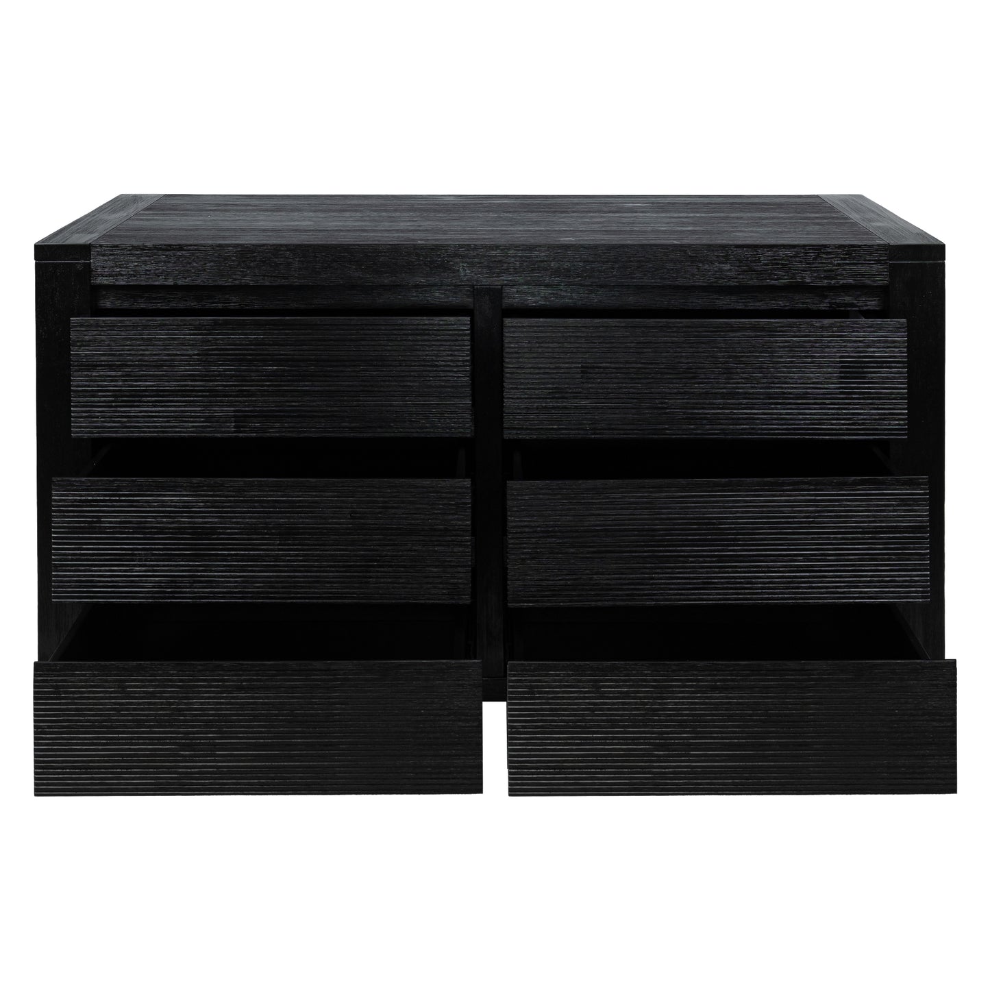 Tofino Dresser 6 Chest of Drawers Solid Wood Bedroom Storage Cabinet - Black