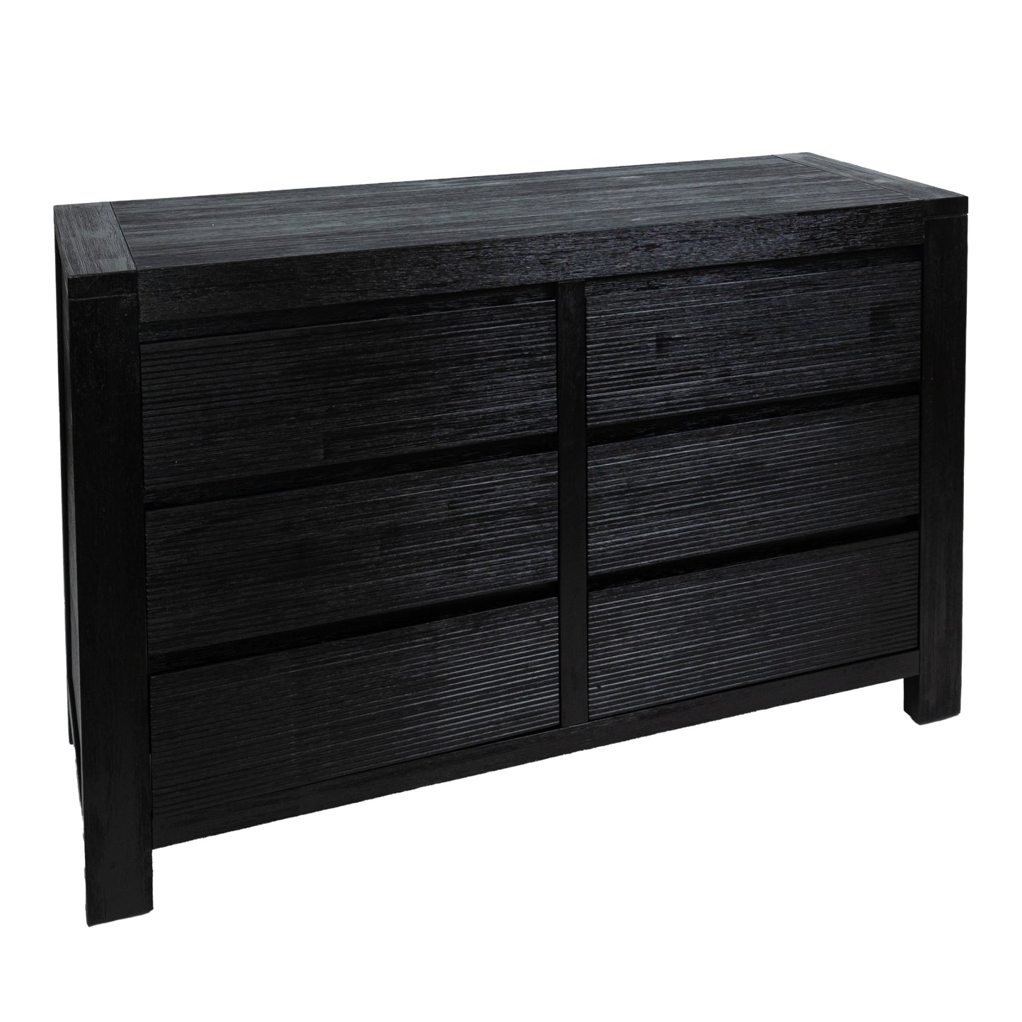 Tofino Dresser 6 Chest of Drawers Solid Wood Bedroom Storage Cabinet - Black