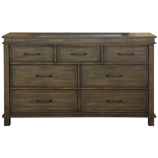 Lily Dresser 7 Chest of Drawers Solid Wood Tallboy Storage Cabinet - Rustic Grey