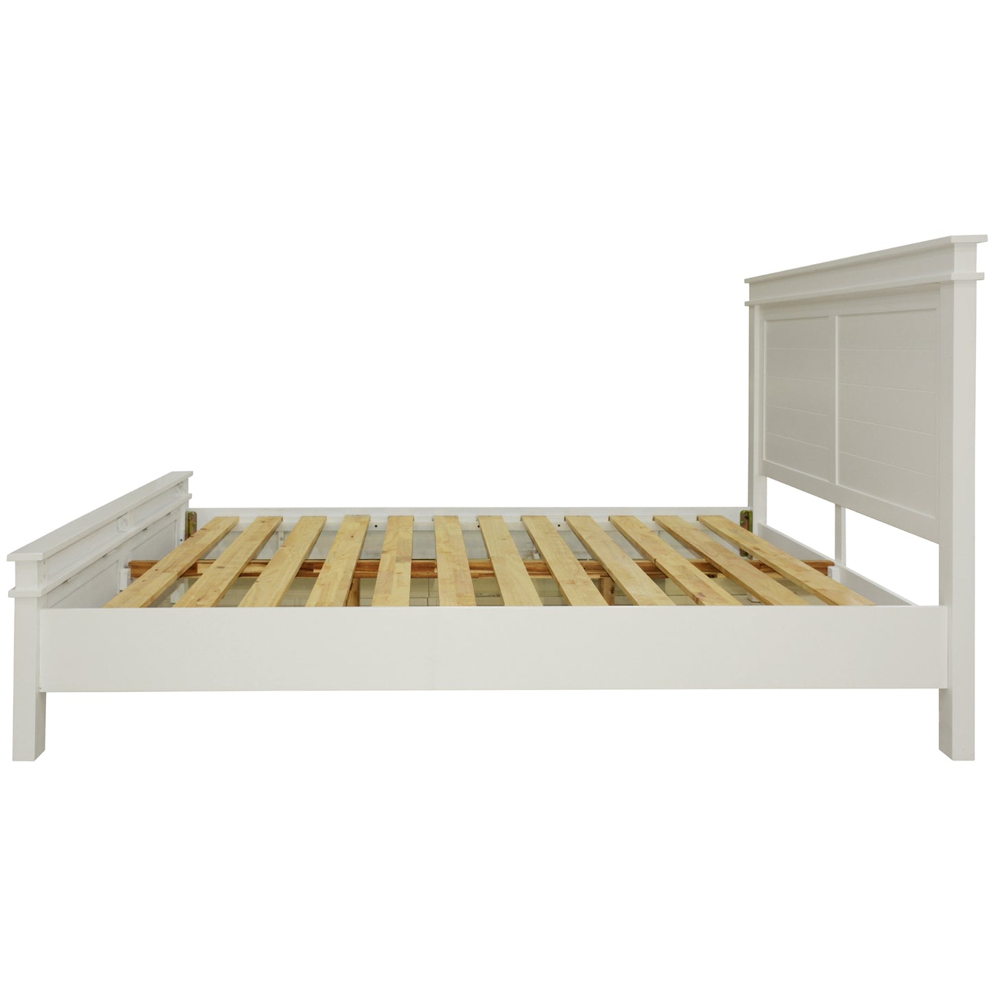 Lily Bed Frame Queen Size Timber Mattress Base With Storage Drawers - White