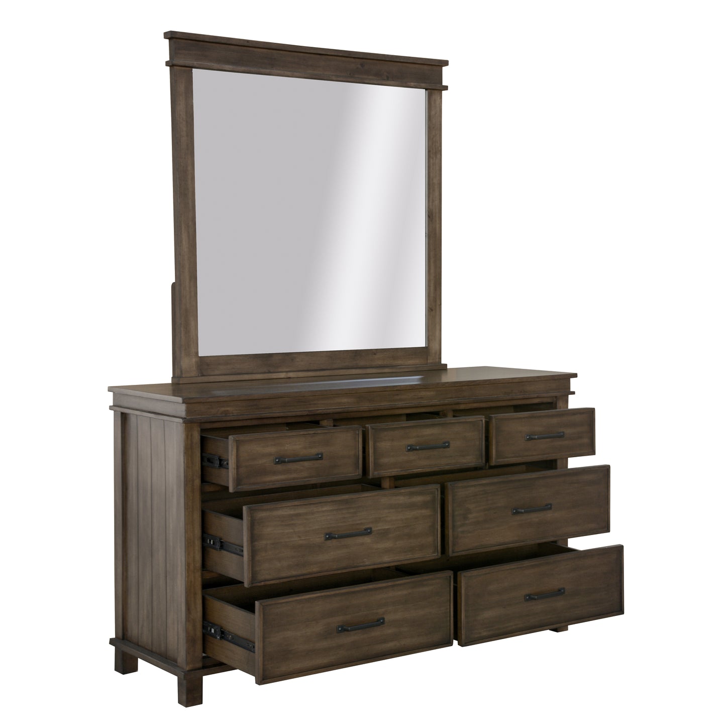 Lily 5pc King Bed Suite Bedside Dresser Bedroom Furniture Package - Rustic Grey