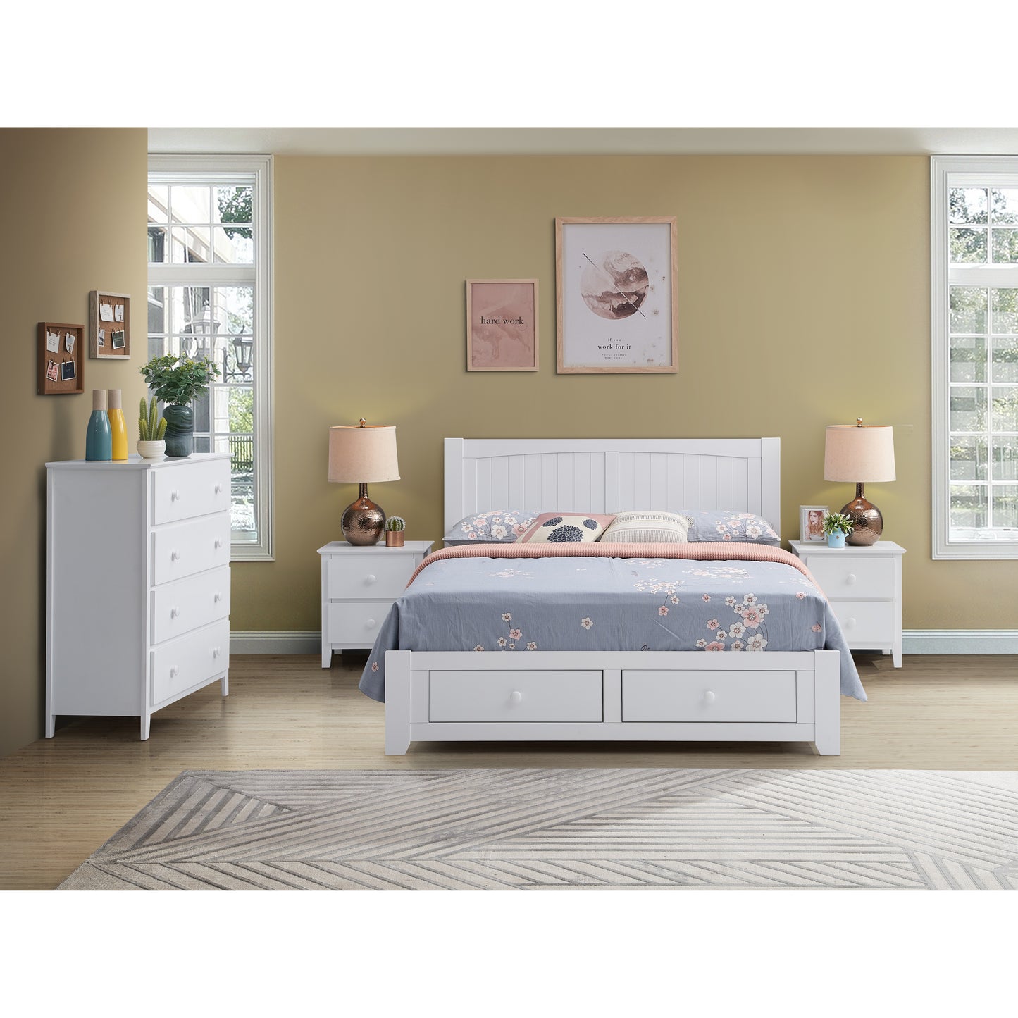 Wisteria Bed Frame King Single Size Mattress Base Storage Drawer Timber Wood-WHT