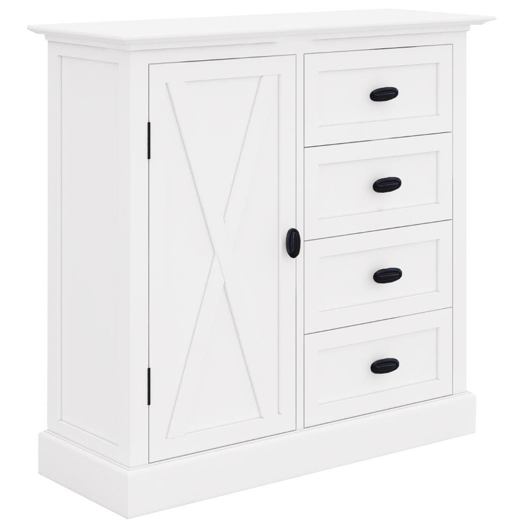 Beechworth Tallboy 4 Chest of Drawers Solid Pine Wood Storage Cabinet - White