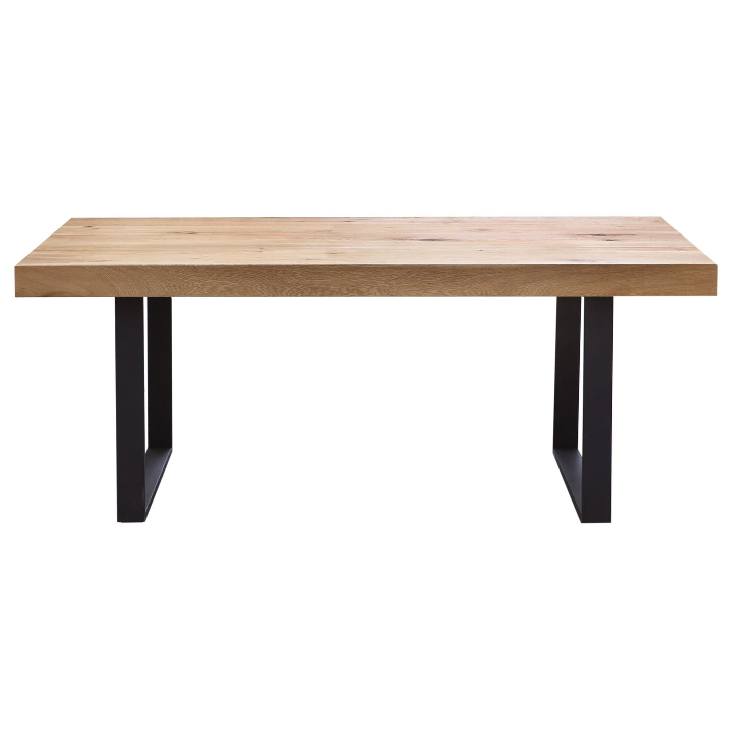 Ethan Dining Table 190cm Veneer Solid Oak Top Metal Leg - Natural