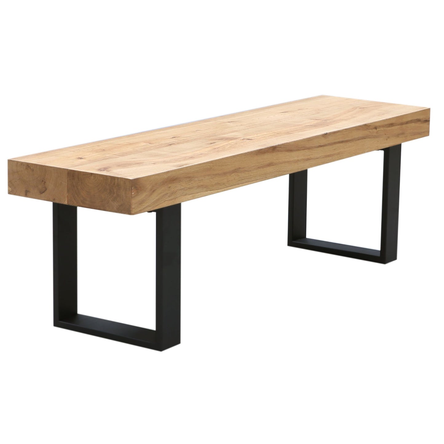 Ethan 3pc 190cm Dining Table 150cm Bench Veneer Solid Oak Top Metal Leg Natural