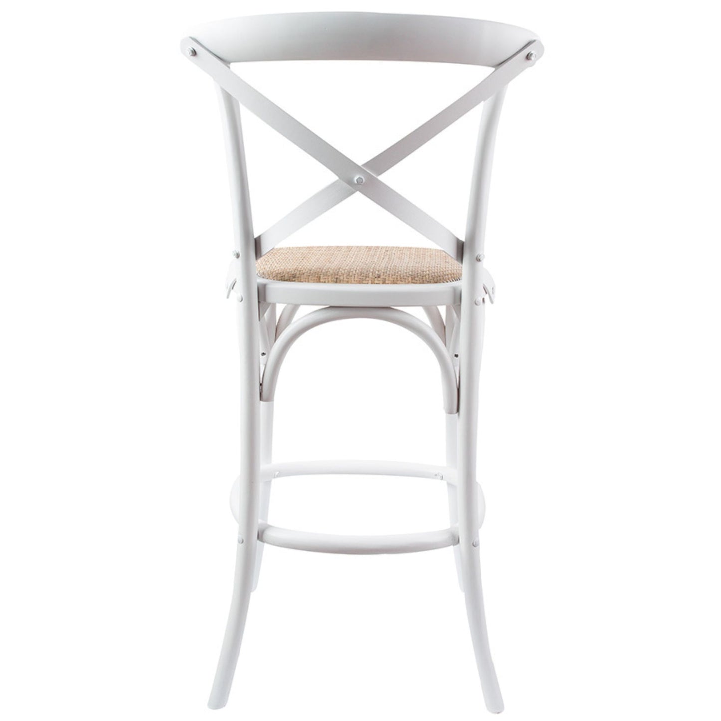 Aster 2pc Crossback Bar Stools Dining Chair Solid Birch Timber Rattan Seat White