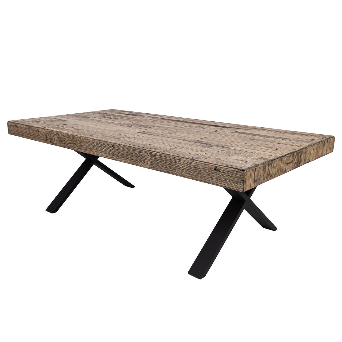 Anika Coffee Table 132cm Laminated Solid Pine Top Metal Leg - Smoke