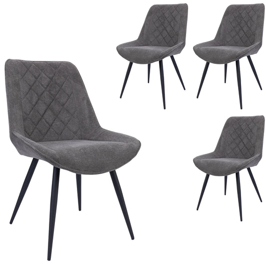 Helenium Dining Chair Set of 4 Fabric Seat with Metal Frame - Graphite