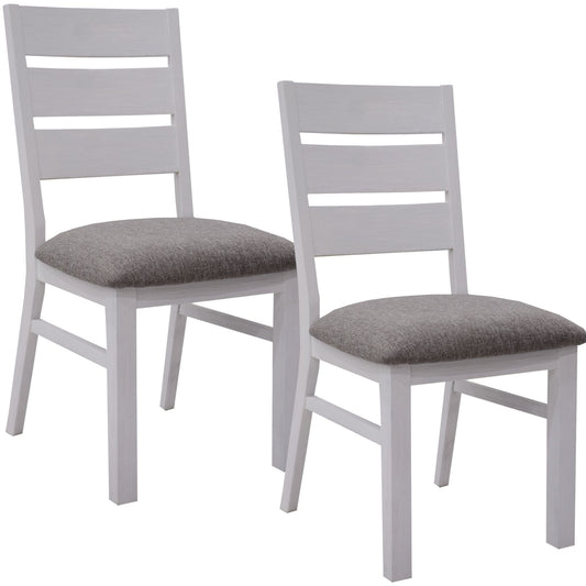 Plumeria Dining Chair Set of 2 Solid Acacia Wood Dining Furniture - White Brush