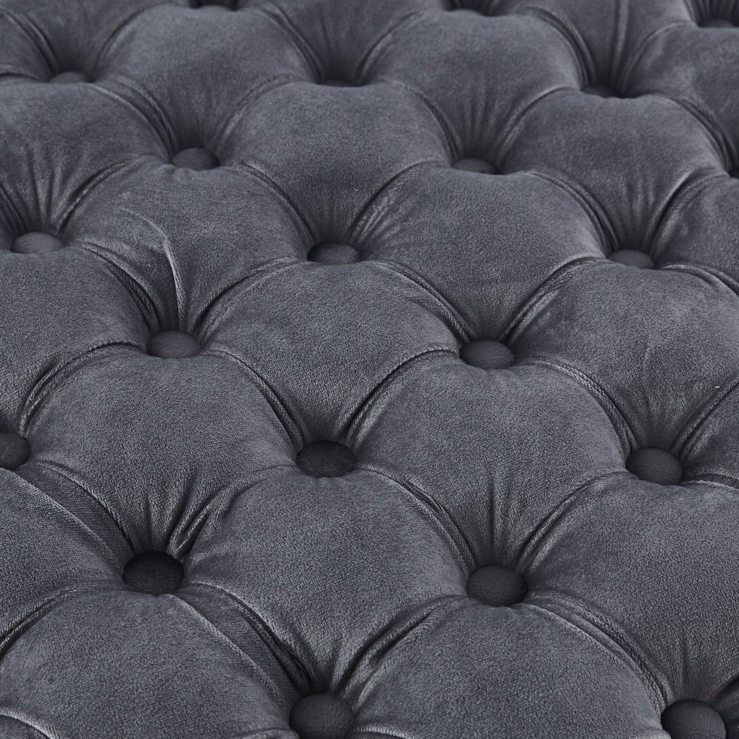 Cosmos Tufted Velvet Fabric Round Ottoman Footstools - Grey