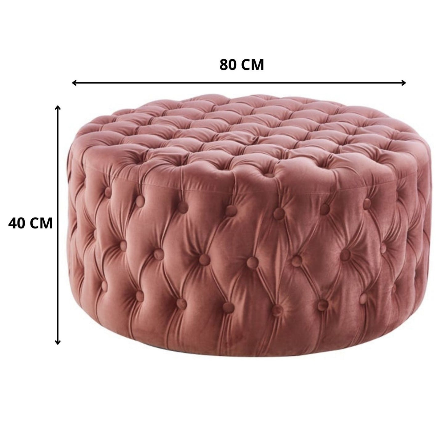 Cosmos Tufted Velvet Fabric Round Ottoman Footstools - Rose Pink