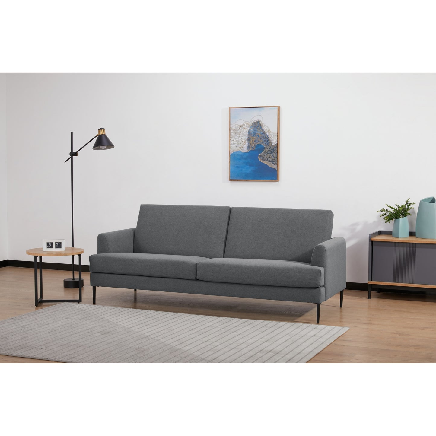 Ariya 3 Seater Sofa Fabric Uplholstered Lounge Couch - Mid Grey