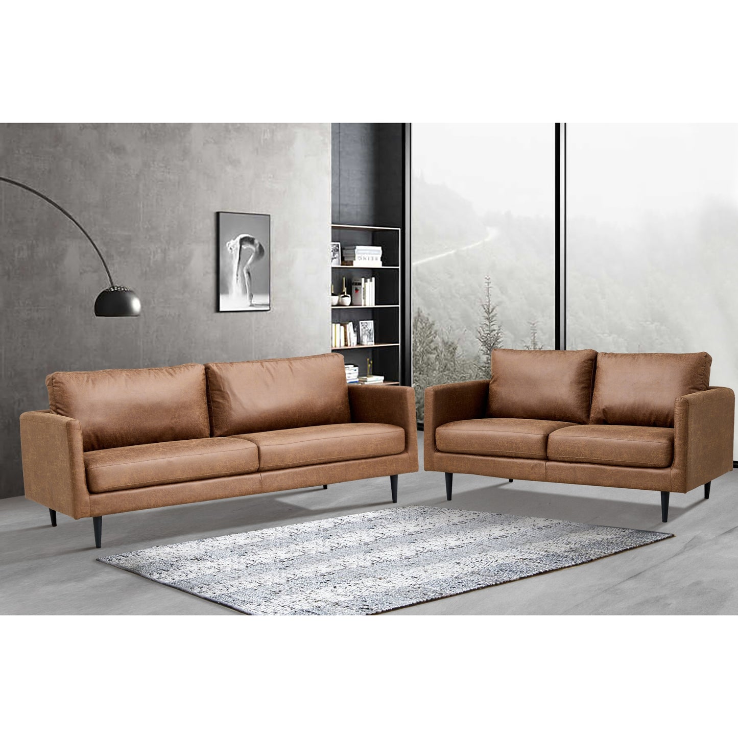 Athena 3 Seater Sofa Fabric Uplholstered Lounge Couch - Saddle