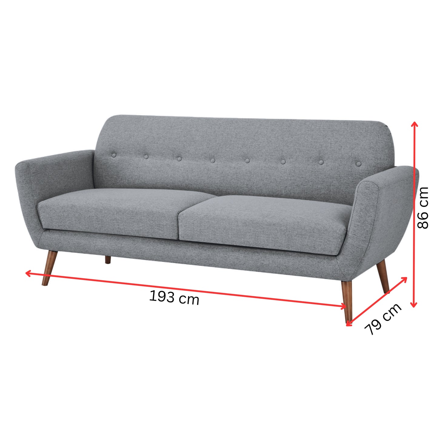 Lilliana 3 + 1 + 1 Seater Sofa Fabric Uplholstered Lounge Couch - Light Grey