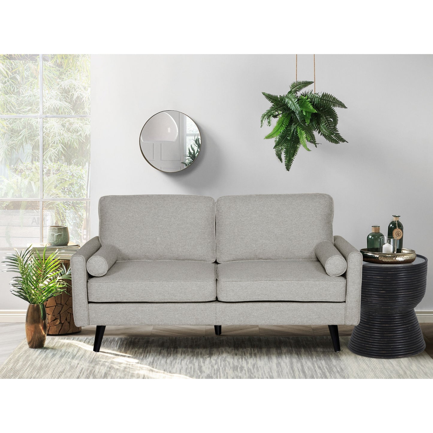 Lexi 2 Seater Sofa Fabric Uplholstered Lounge Couch - Light Grey