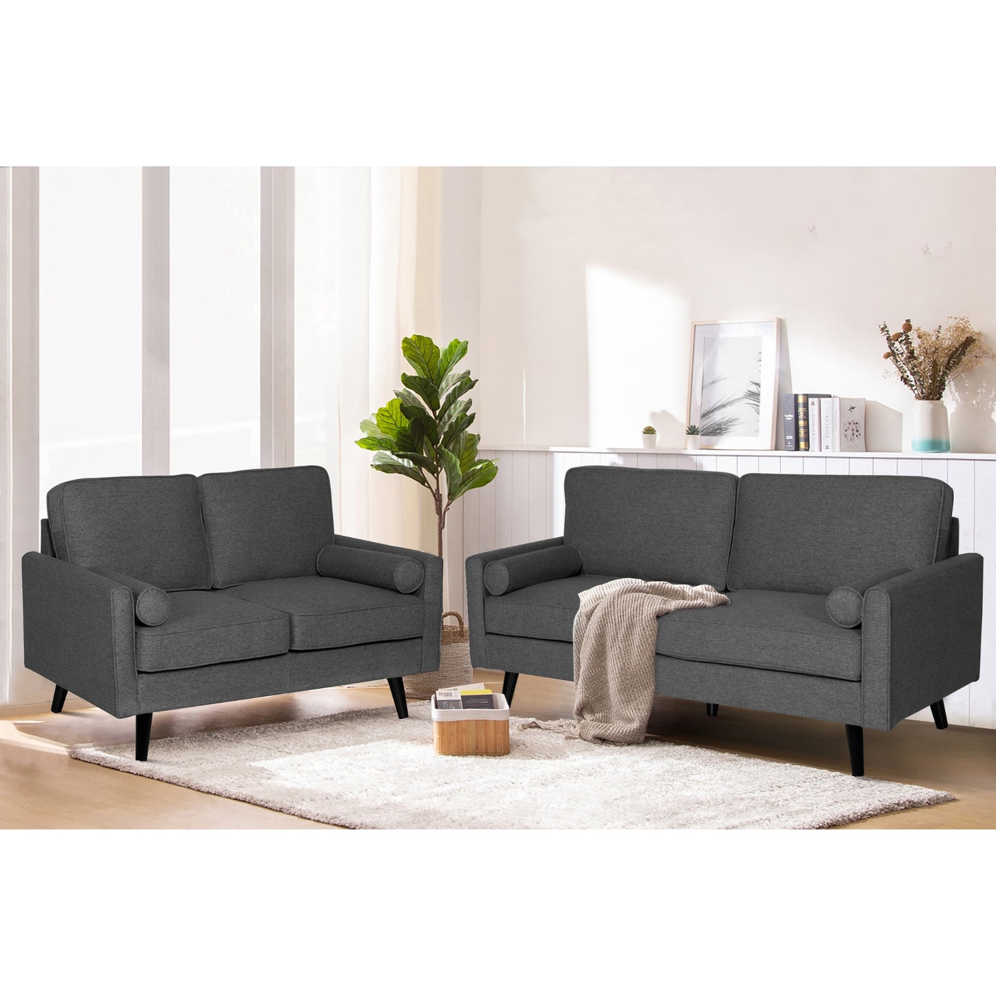 Lexi 2.5 Seater Sofa Fabric Uplholstered Lounge Couch - Dark Grey