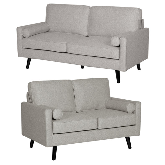 Lexi 2 + 2.5 Seater Sofa Set Fabric Uplholstered Lounge Couch - Light Grey