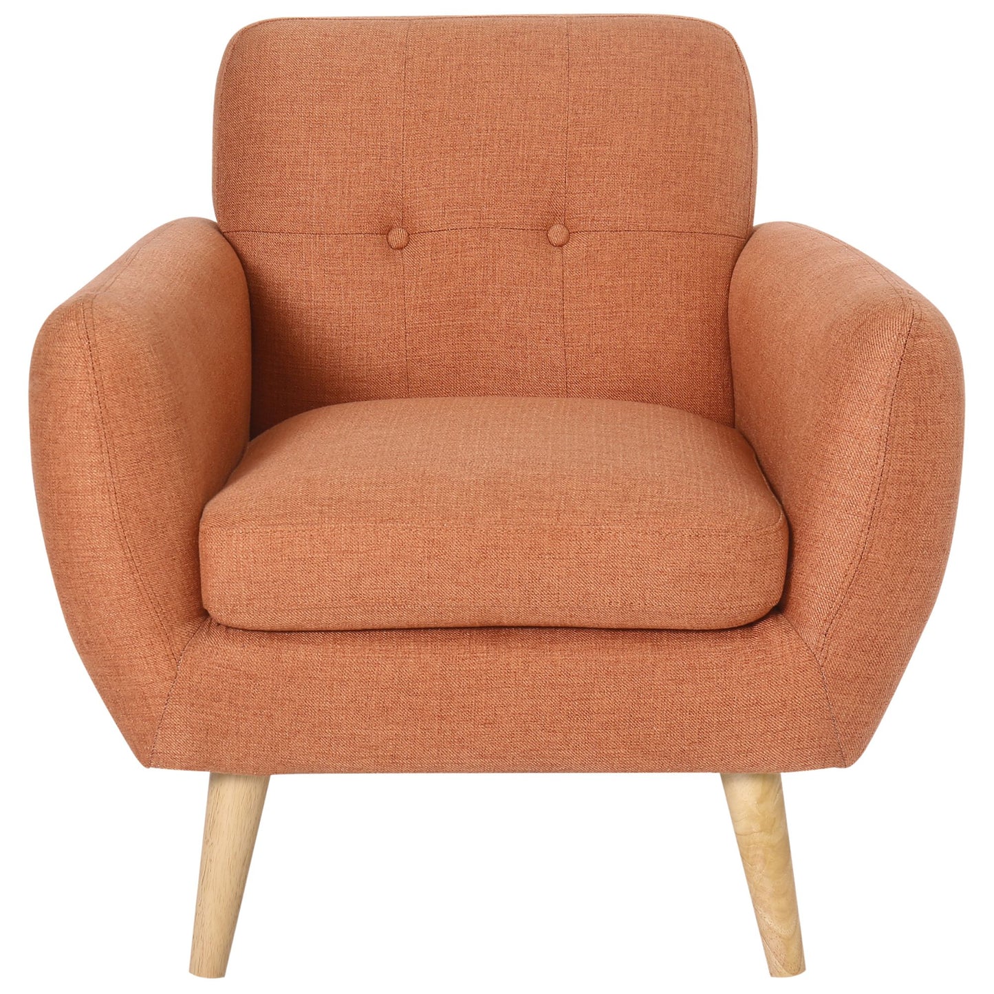 Dane Single Seater Fabric Upholstered Sofa Armchair Lounge Couch - Orange