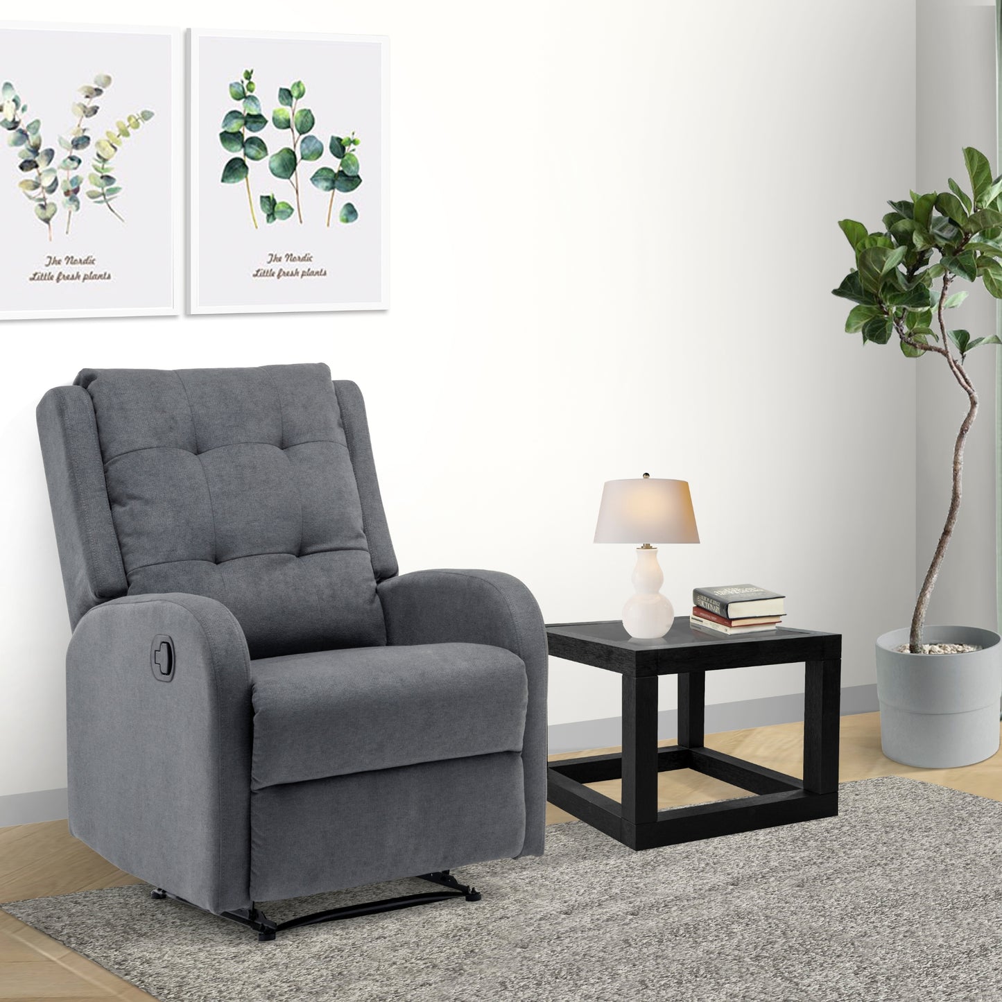 Flynn Recliner ArmChair Fabric Upholstered Sofa Lounge Accent Chair Grey