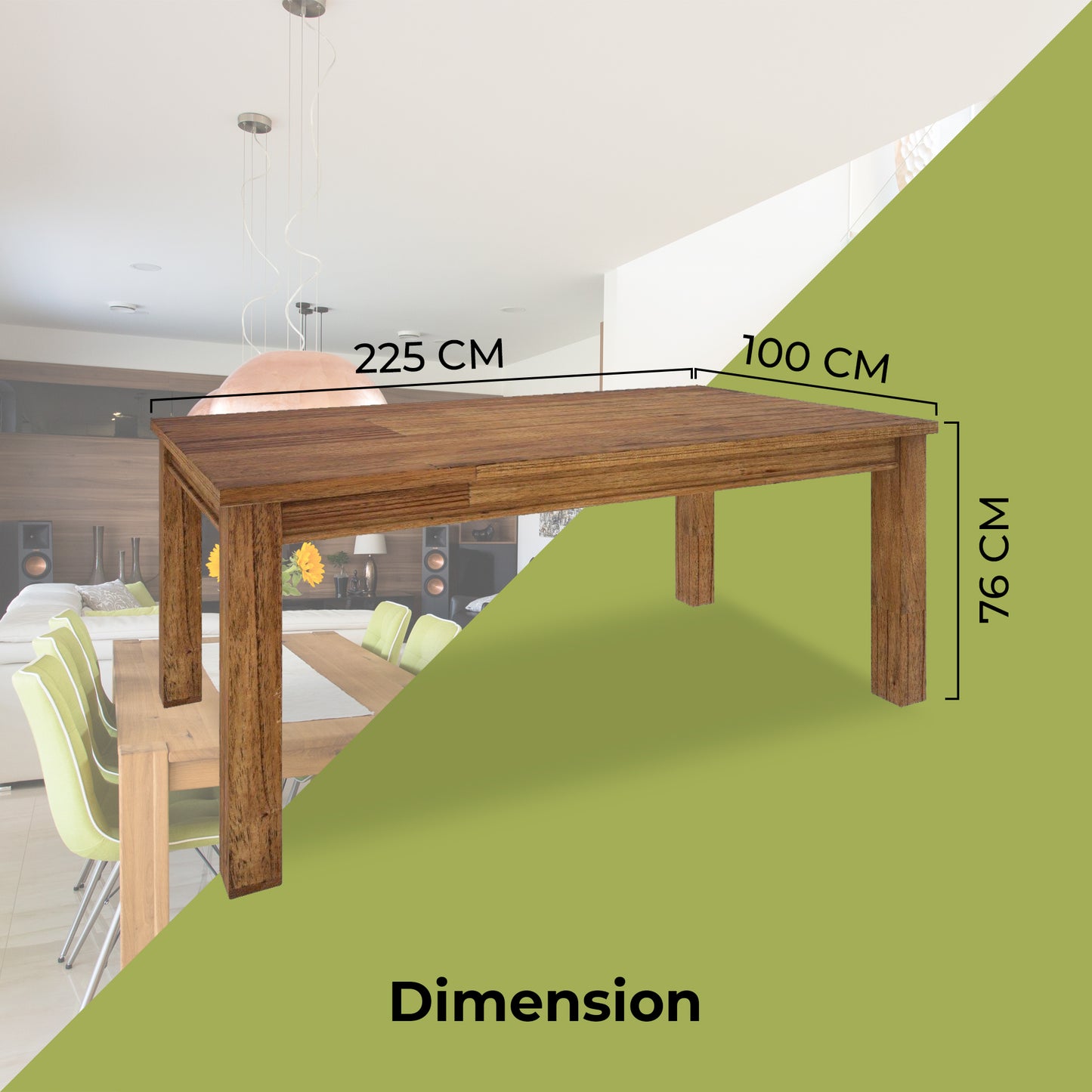 Birdsville Dining Table 225cm Solid Mt Ash Wood Home Dinner Furniture - Brown