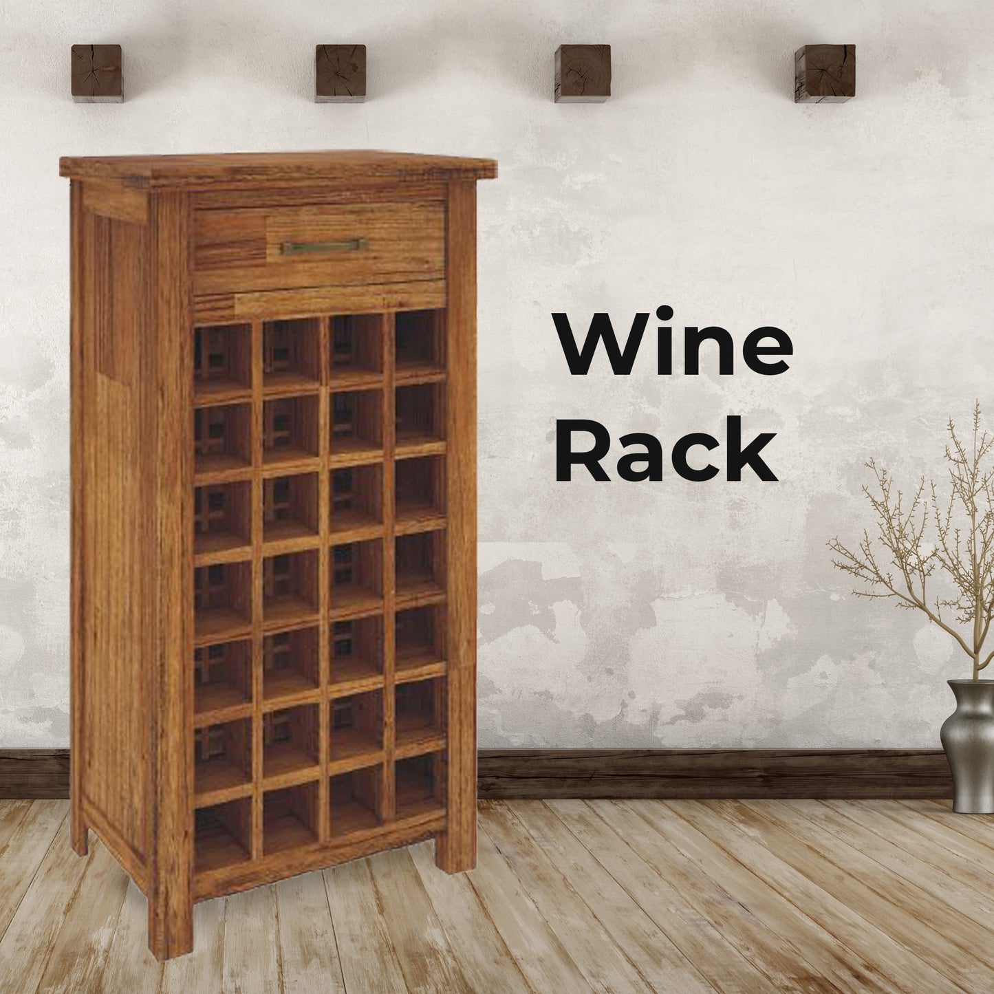 Birdsville Wine Rack 28 Bottle Sideboard Buffet Cabinet Wooden Storage - Brown