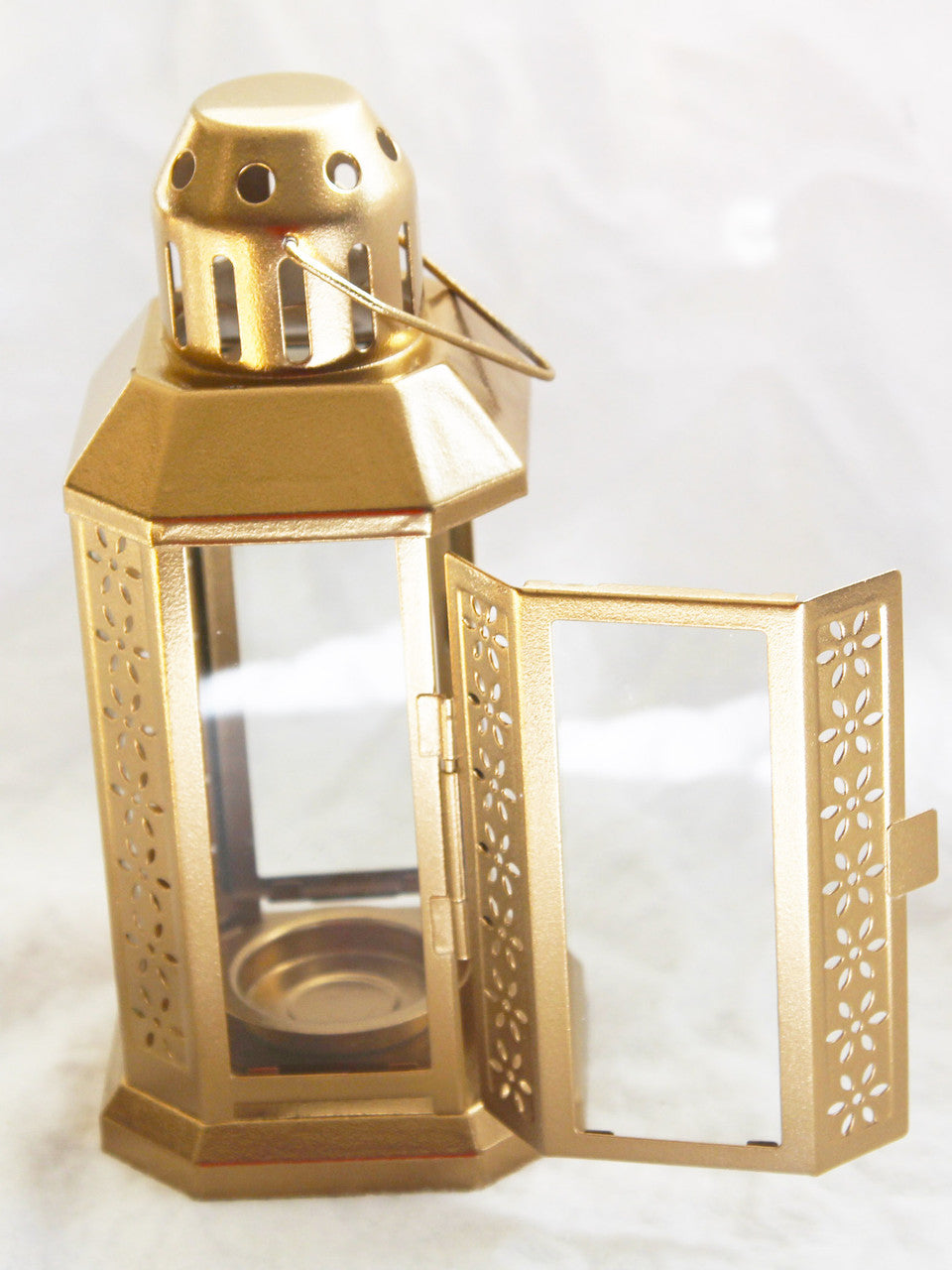 5 Pack of Gold Metal Miners Lantern Summer Xmas Wedding Home Party Room Balconey Deck Decoration 21cm Tealight Candle