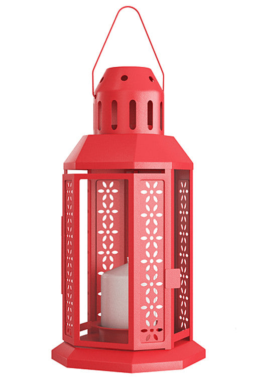 5 Pack of Red Metal Miners Lantern Summer Xmas Wedding Home Party Room Balconey Deck Decoration 21cm Tealight Candle