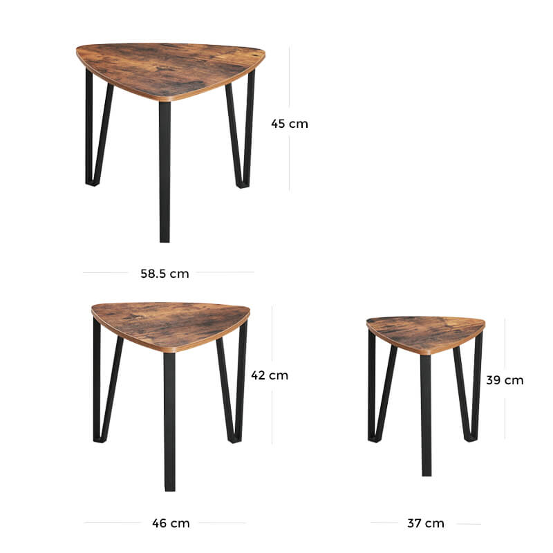 VASAGLE 3 Piece Nesting Coffee Tables Set