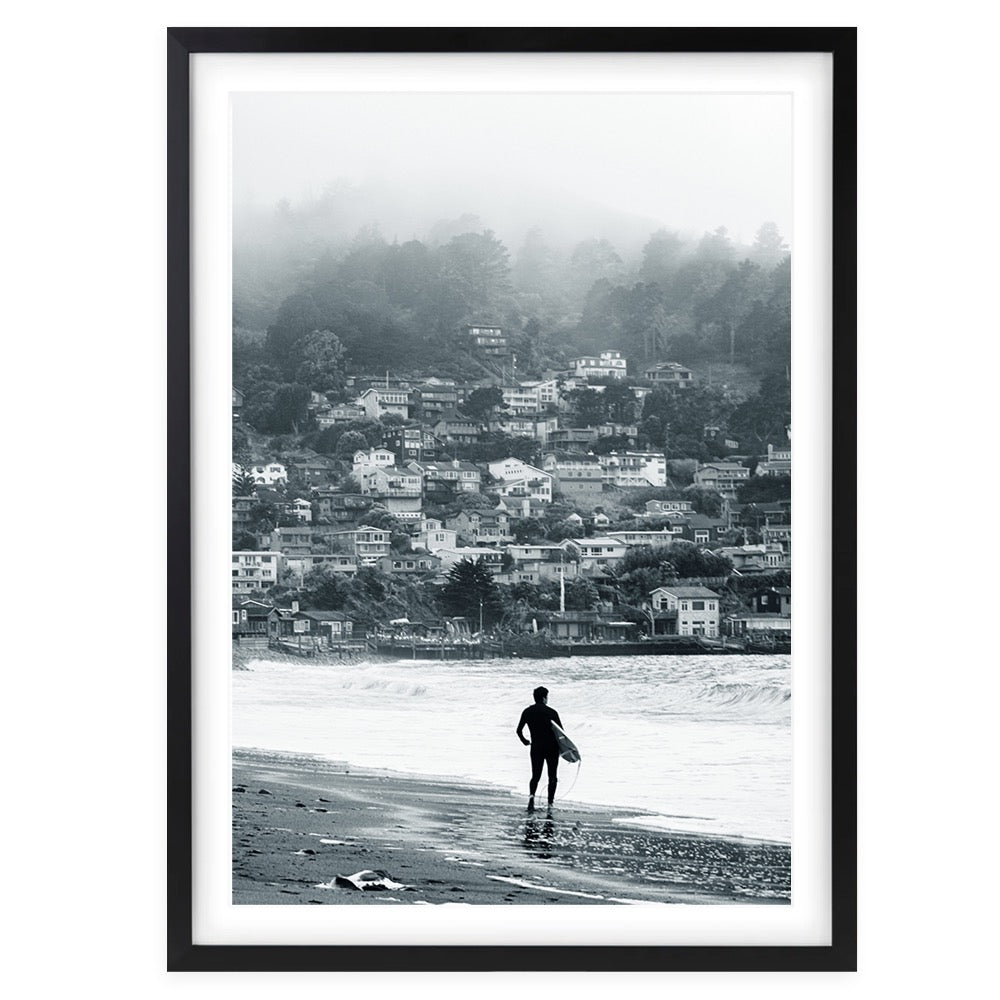 Wall Art's Misty Morning Surfer Large 105cm x 81cm Framed A1 Art Print