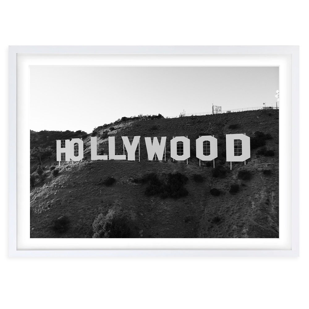 Wall Art's Monochome Hollywood Sign Large 105cm x 81cm Framed A1 Art Print