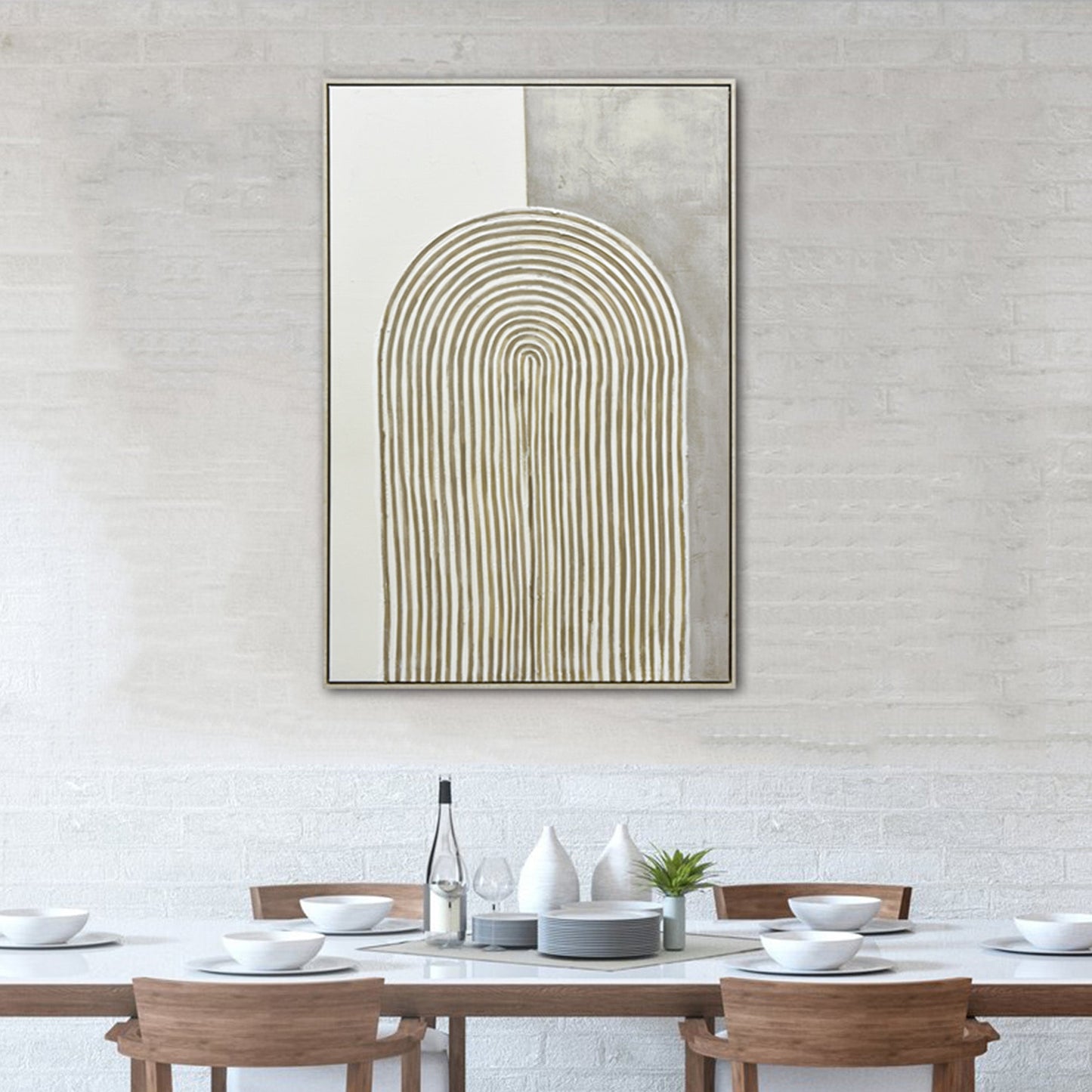 80X120cm Duality's Embrace Light Wood Framed Hand Painted Canvas Wall Art