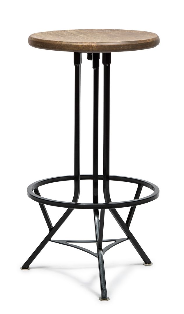 Industrial Wooden Iron Swivel Bar Stool - Black Rustic