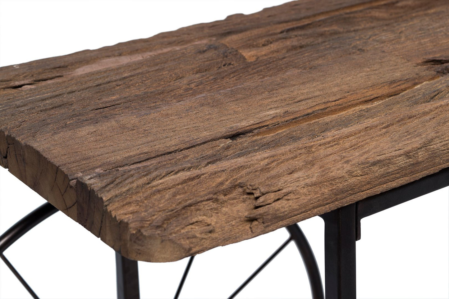 Industrial Style Hallway Console Table with Railway Sleeper Wood Top